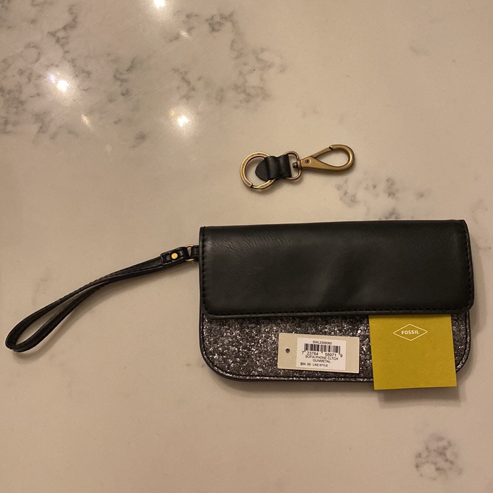 Fossil wristlet and leather fossil key fob